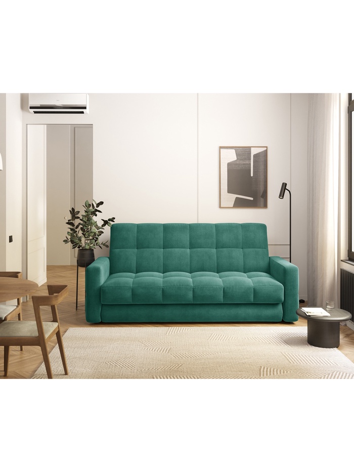 Диван прямой «Фишт», с мягкими подлокотниками, пружинный блок, книжка, цвет зелёный ultra forest